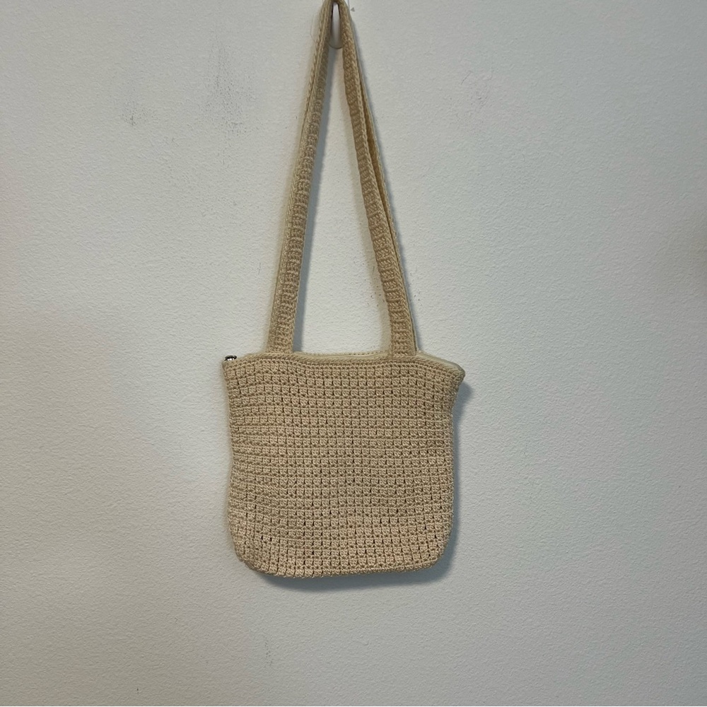 Jacqueline Ferrar Off White Crochet Woven Shoulder Bag Handbag Purse Boho Y2K